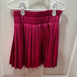 Fuschia Metallic Foil Pleated Skirt